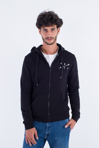 Fleece Sweater met Capuchon - Zwart