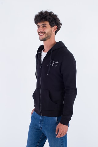 Fleece Sweater met Capuchon - Zwart