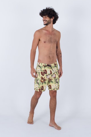 Zwemshort Tie and Dye - Marineblauw - Geel en bruin