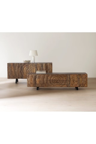 Meuble TV 2 portes en manguier - 180 x 38 x 50 cm