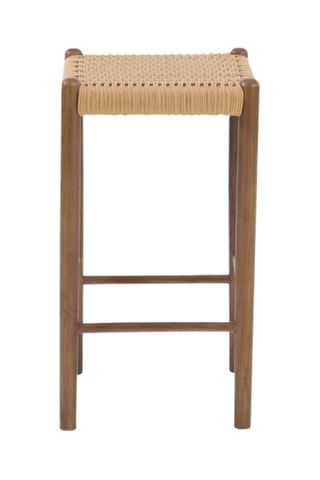 2 tabourets en frêne - Beige - En corde tressée - 36 x 36 x 66 cm