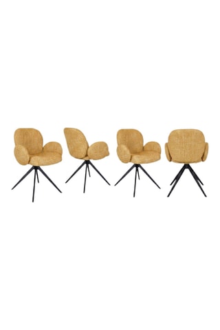 4 fauteuils - Moutarde - En tissu chenille - 65 x 65 x 84 cm