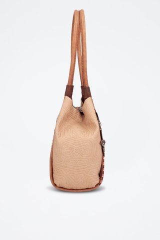 Sac porté épaule - Beige, marron et rouge