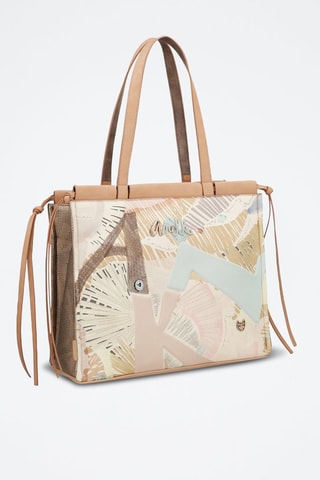 Sac porté épaule - Blanc, beige et bleu