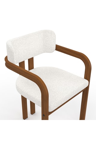 6 fauteuils Elsa - Blanc et marron - Tissu bouclette
