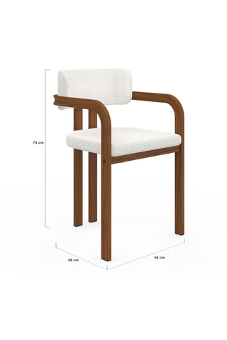 6 fauteuils Elsa - Blanc et marron - Tissu bouclette