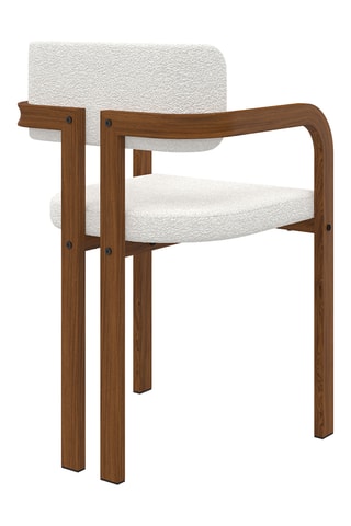 6 fauteuils Elsa - Blanc et marron - Tissu bouclette