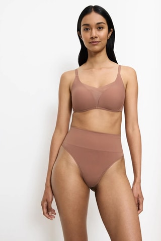 Tanga de talle alto Bandeau - Marrón