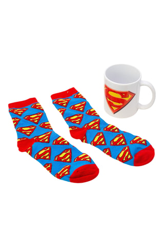 Calcetines y taza de cerámica Superman La Liga de la Justicia DC Comics - Azul ­- 32,5 cl