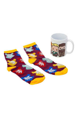 Calcetines y taza de cerámica Harry Potter - Burdeos y amarillo - 32,5 cl