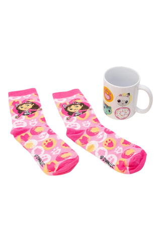Calcetines y taza de cerámica La casa de muñecas de Gabby - Rosa - 32,5 cl