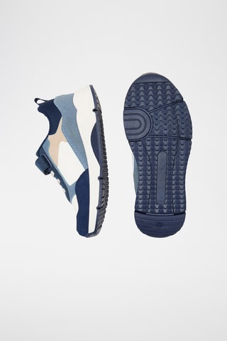 Zapatillas de piel de serraje - Azul marino y blanco - Okaidi