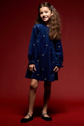 Vestido de terciopelo - Azul oscuro - Okaïdi