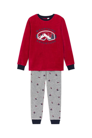 Pijama - Gris claro jaspeado y rojo - Okaïdi