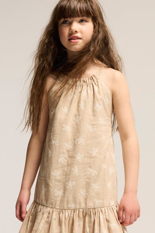 Vestido trapecio de lino sin mangas - Beige - Okaidi