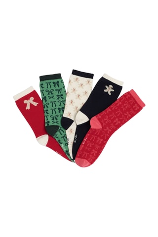 5 pares de calcetines - Rojo y crudo