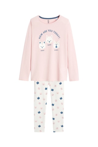 Pijama - Rosa claro y blanco