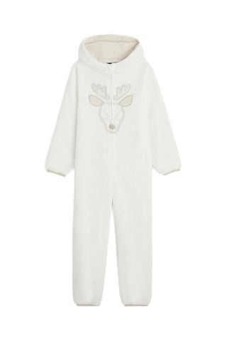 Pijama polar con capucha - Crudo