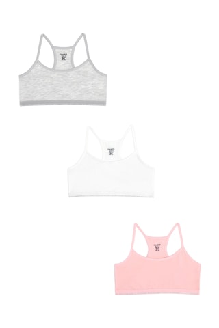 3 tops deportivos - Blanco, gris claro jaspeado y rosa