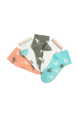 5 pares de calcetines - Coral y blanco