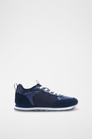 Zapatillas de piel de serraje - Azul marino