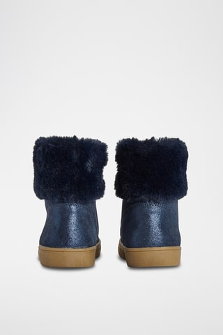 Botines de piel de serraje - Azul marino