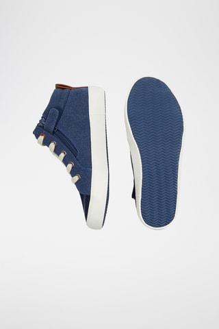 Zapatillas altas de piel de serraje - Azul marino