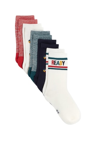 5 pares de calcetines - Verde oscuro jaspeado y blanco