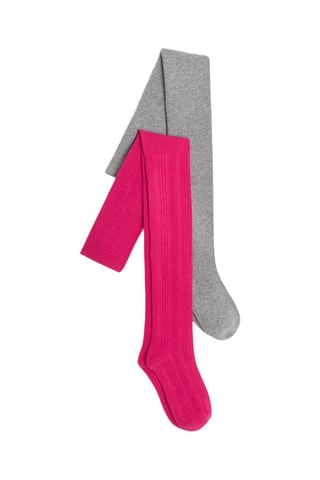2 leotardos - Fucsia y gris jaspeado - Okaïdi