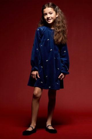 Vestido de terciopelo - Azul oscuro - Okaïdi