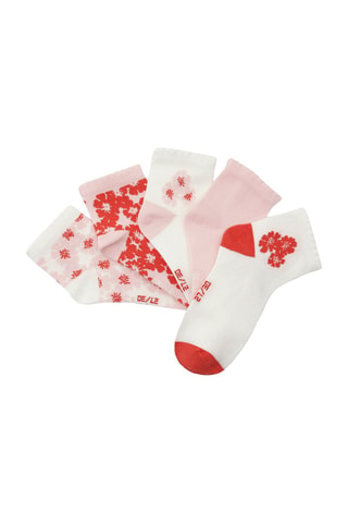 5 paires de chaussettes - Corail et blanc