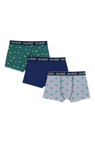 3 bóxers - Verde oscuro y azul marino - Okaïdi