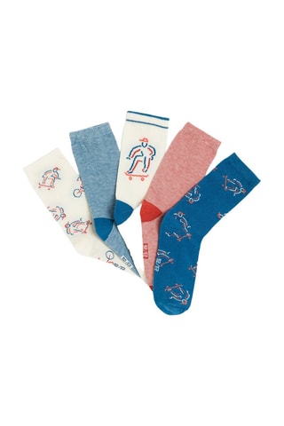 5 pares de calcetines - Azul pato jaspeado - Okaïdi