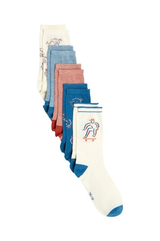 5 pares de calcetines - Azul eléctrico y crudo - Okaïdi