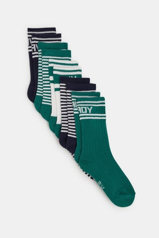 5 pares de calcetines - Verde, azul noche y blanco - Okaïdi