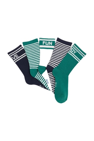 5 pares de calcetines - Verde, azul noche y blanco - Okaïdi