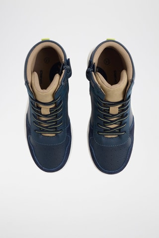 Zapatillas altas de piel de serraje - Azul marino