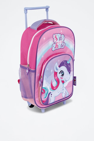 Sac à dos à roulettes Licorne - Rose et violet