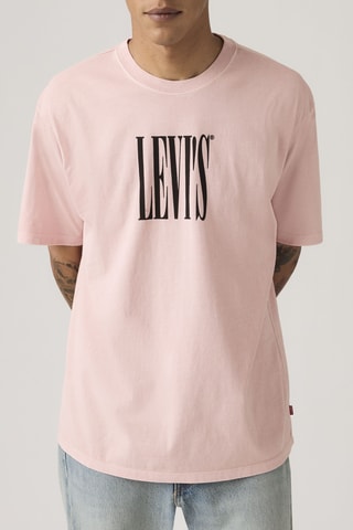 T-shirt Vintage Fit Graphic Stretched Serif - Rose