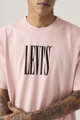 T-shirt Vintage Fit Graphic Stretched Serif - Rose