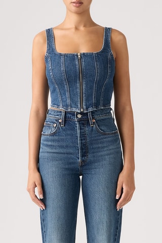 Crop top en jean Seamed Zip Bustier She's So Vague - Bleu