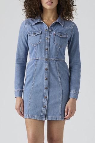 Robe chemise en jean Flynn Western - Bleu