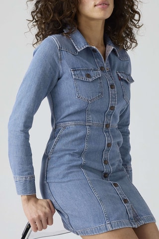 Robe chemise en jean Flynn Western - Bleu