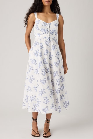 Robe midi sans manches Ravina - Blanc et bleu