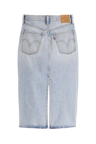 Jupe droite en jean taille haute Back Slit - Bleu