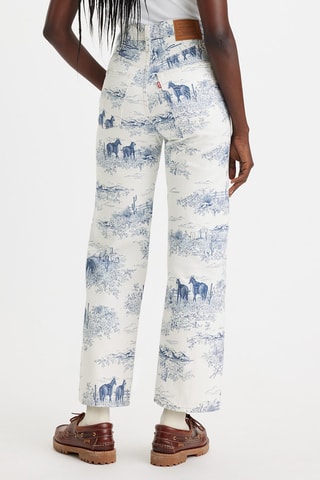 Jean Ribcage Straight Ankle - Blanc et bleu