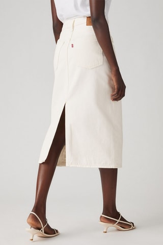 Jupe droite en jean taille haute Back Slit - Blanc