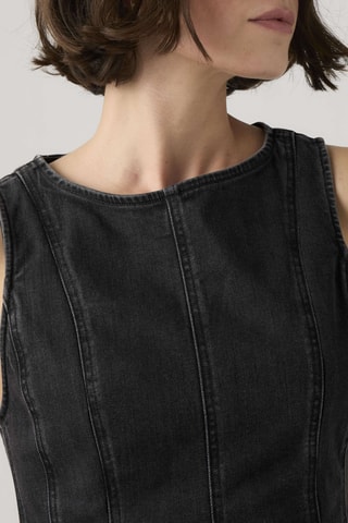 Top en jean Leighton Peplum - Noir