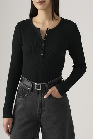 T-shirt Dry Goods Henley Waffle - Noir