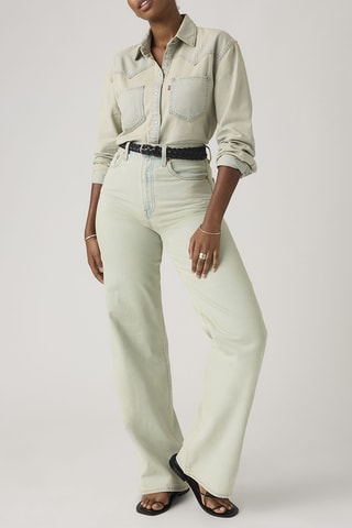 Jean wide legs taille haute Ribcage - Bleu clair